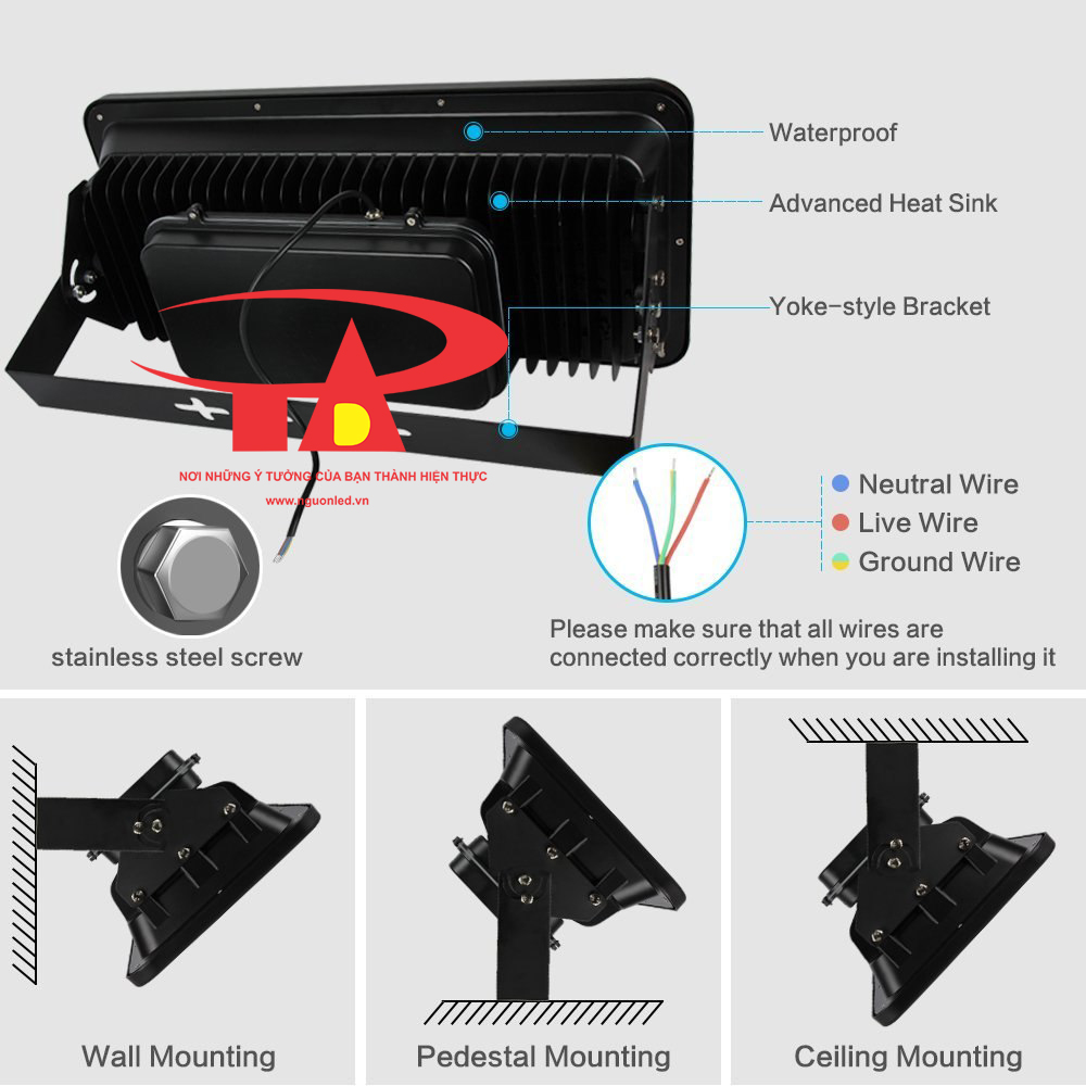 Đèn pha vỏ nhôm 600w dùng rọi cây