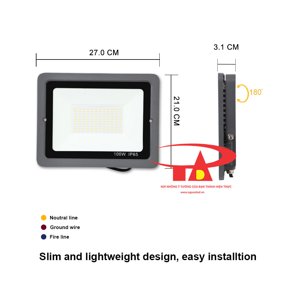 đèn led pha năng lượng mặt trời 100w hiện đại, tiết kiệm điện