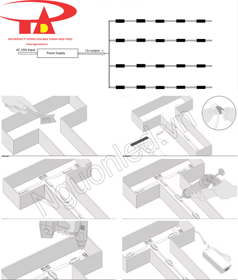 Cách lắp đặt led module 4 bóng 12v