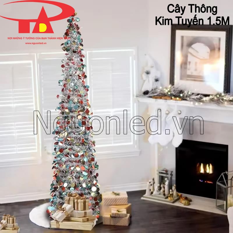 Cây thông kim tuyến 1.5M bền đẹp, tái sử dụng nhiều năm