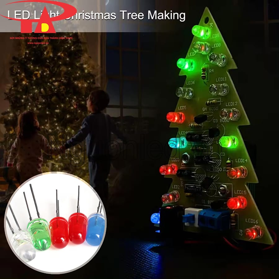 Bóng led rời 5ly senyang làm cây thông noel