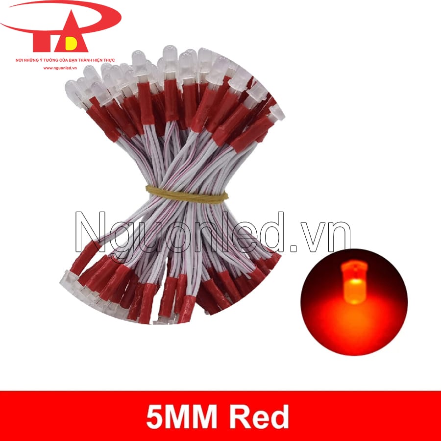 Led ruồi 5mm liền dây màu đỏ