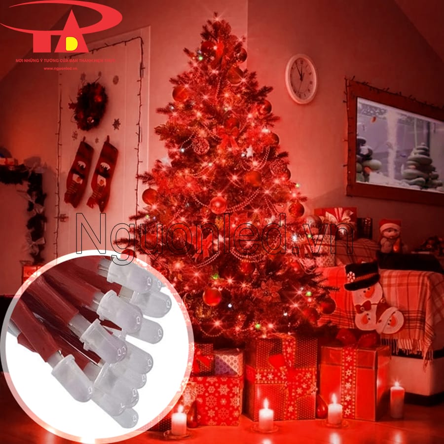 Dây đèn led quấn cây 5v màu đỏ trang trí cây thông noel