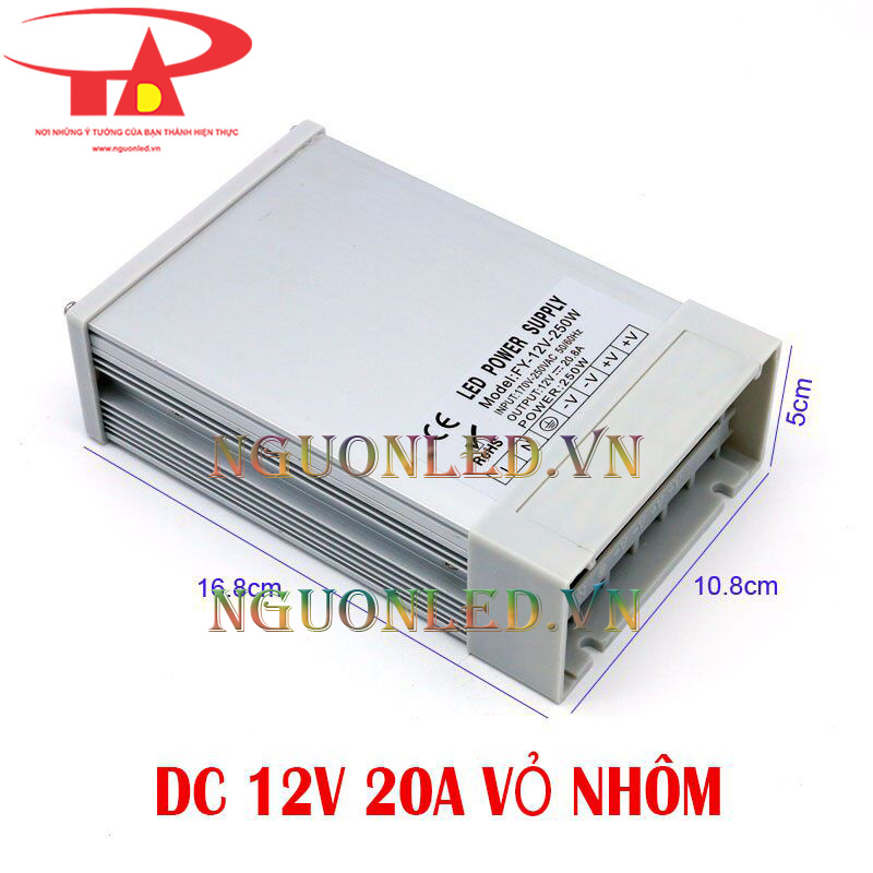 Nguồn DC 12v 20a vỏ nhôm đủ công suất