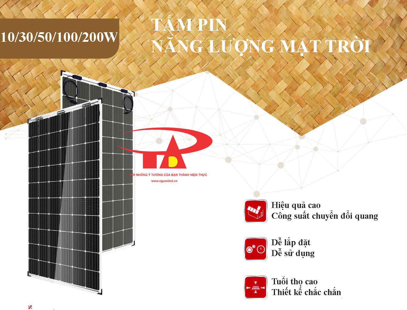 tấm pin năng lượng mặt trời 50w hoạt động tốt, chất lượng cao